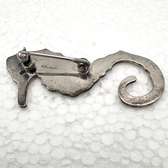 wRe W E Richards Sterling Silver Seahorse Pin Brooch Vintage Collectible - Picture 4 of 7